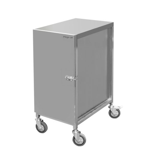 Wózek transportowy ze stali nierdzewnej zamykany na pojemniki GN Mega-M S-38 cm G-55 cm H-90 cm N