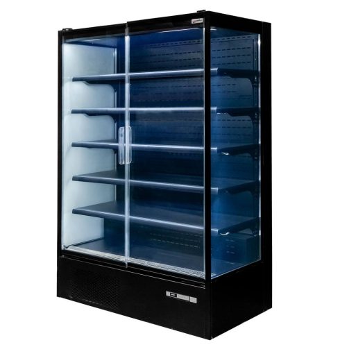 Regał chłodniczy Mega-M HUGO PLUS IC L-125 cm G-74 cm H-201 cm black drzwi transparentne N