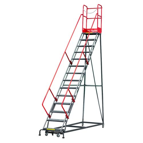 Drabina magazynowa przejezdna Mega-M H-357 cm 14 stopni N