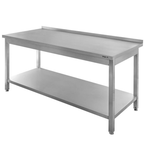 Stół ze stali nierdzewnej przyścienny z półką spawany Mega-M S-140 cm G-70 cm H-85 cm N