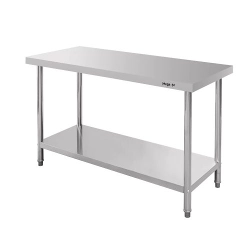 Stół ze stali nierdzewnej centralny z półką Mega-M STANDARD S-140 cm G-60 cm H-85 cm N