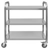 Wózek kelnerski ze stali nierdzewnej 3-półkowy Mega-M STANDARD S-75 cm G-40 cm H-90 cm N
