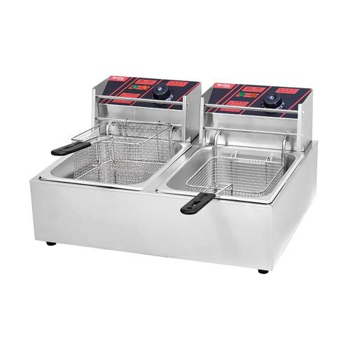 Olajsütő fritőz asztali elektromos 2x8 liter 2x2,8 kW ipari Ferrara-Forni