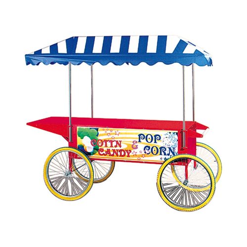 Popcorn pattogatott kukorica, vattacukor karneváli kocsi, gördíthető állvány árnyékolóval