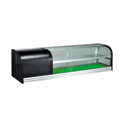 Sushi asztali hűtővitrin 150 cm-es, köztes polccal, leheletvédő üveggel