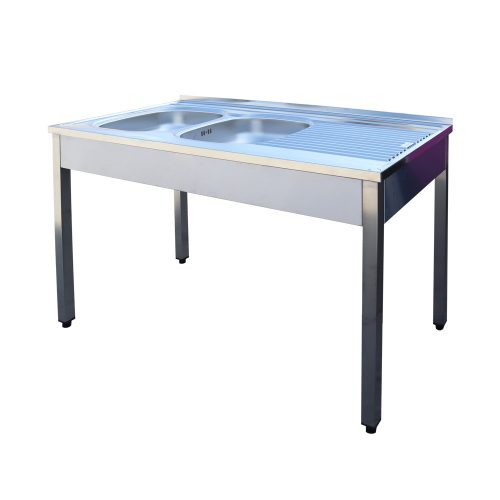 Mosogató kétmedencés, jobb oldali csepegtetővel, 1200x600 mm lefolyó átm: 90 mm