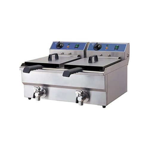 Olajsütő fritőz asztali elektromos 2x10 liter 3,5+3,5 kW ipari Ferrara-Forni